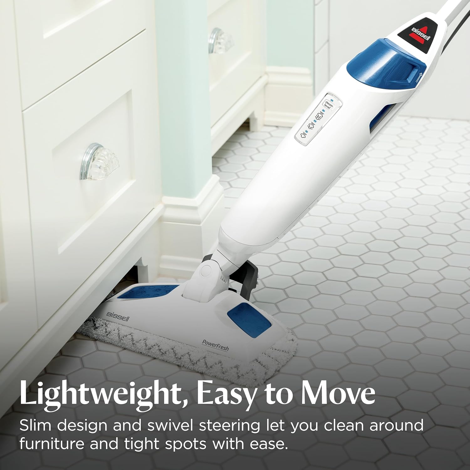 BISSELL Steam Mop 1940A PowerFresh Floor Steam Cleaner for Hard Wood & Tile with Natural Sanitization, Easy Scrubber, Variable Steam, 12” Cleaning Path - Image 5