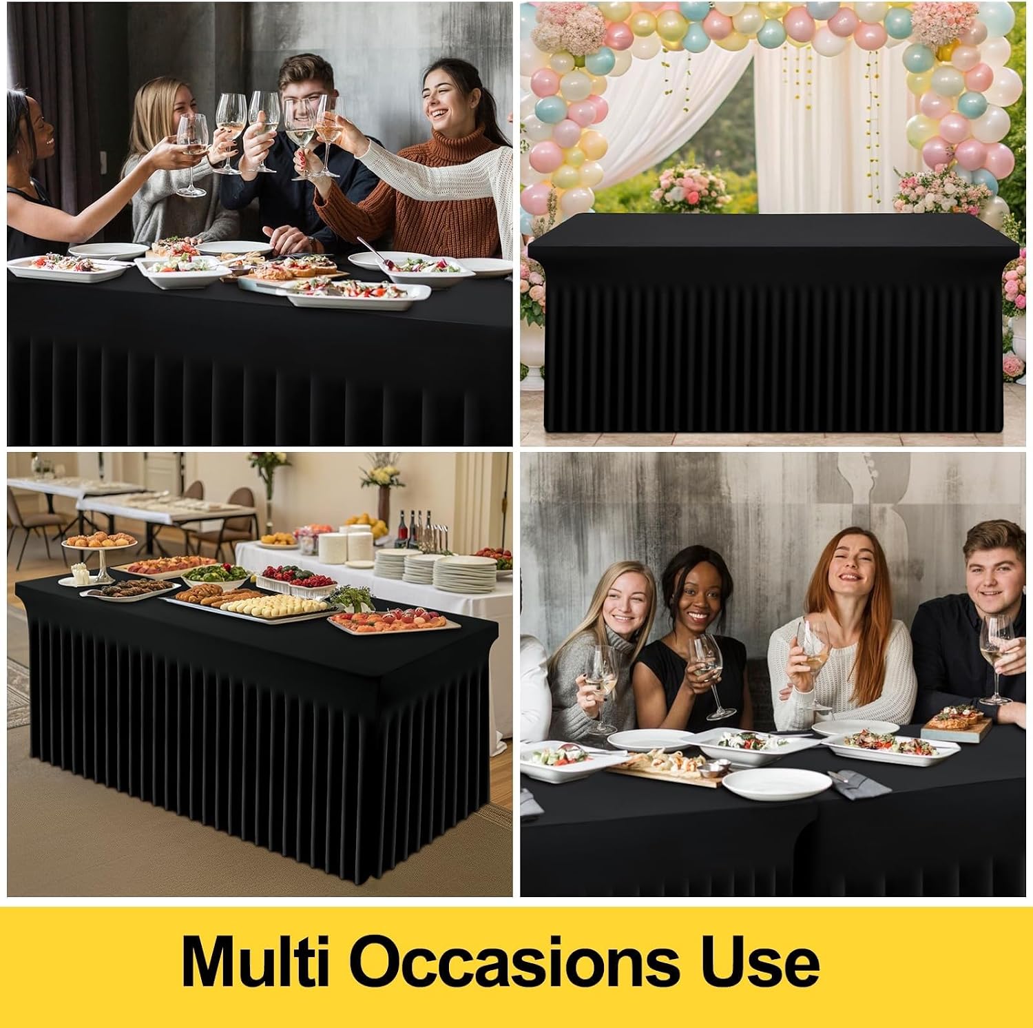Smiry 3 Pack Spandex Elastic Fitted Table Cloth Skirt for 6FT Table - Image 7