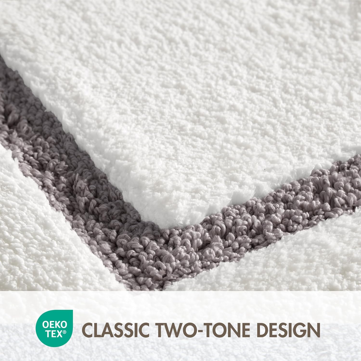 Madison Park Roan Border Tufted Bath Rug Non-Slip Absorbent, 17 x 24, Grey - Image 5