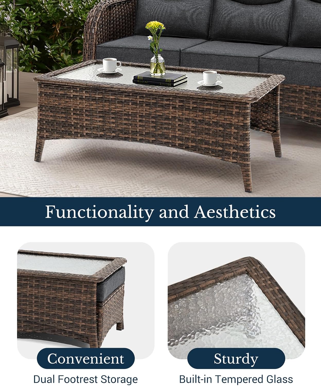 HILLGA Luxury Outdoor Patio Furniture Set with 6-Inch Thick Cushions - Image 7