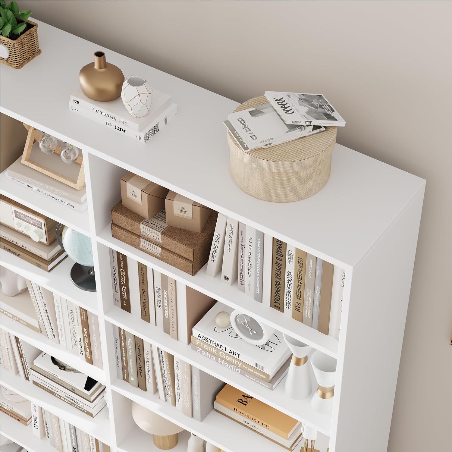 FACBOTALL 83.7" Tall Bookshelf and Bookcase,7-Tier Double Bookshelves White - Image 6