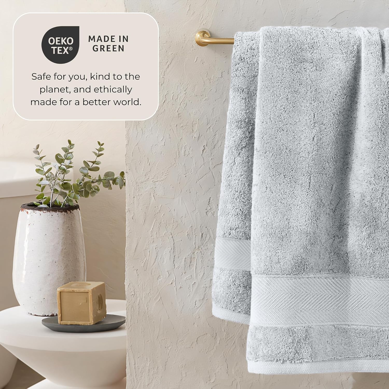 Viscose from Bamboo Bath Towels Set of 6 - Extra Plush 700 GSM Quick Dry Cotton Blend for Luxury Bathroom Comfort - Super Soft, Large, Absorbent - Mist - Image 3