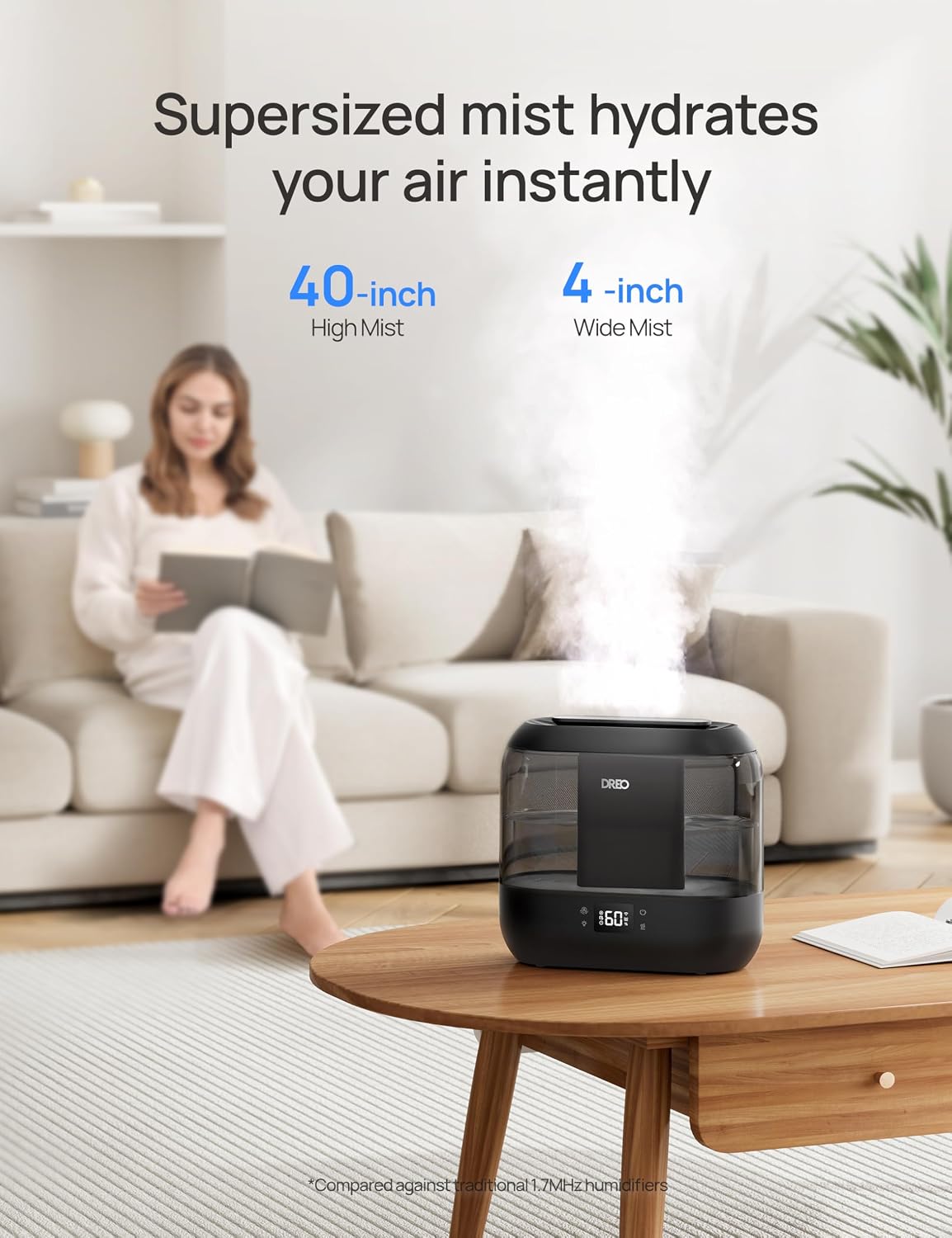 DREO Smart Humidifiers for Bedroom, 4L Cool Mist Humidifier - Image 2