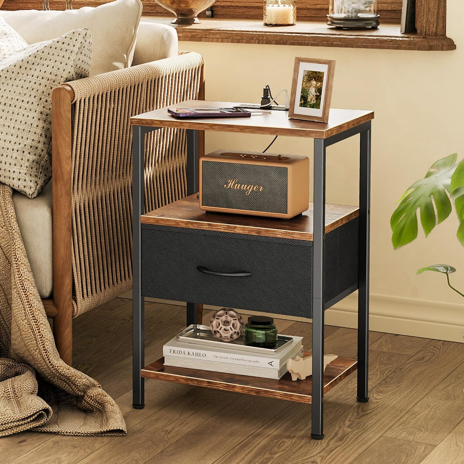 SUPERJARE Nightstand with Charging Station, USB-C Port, Bedside Table - Image 8