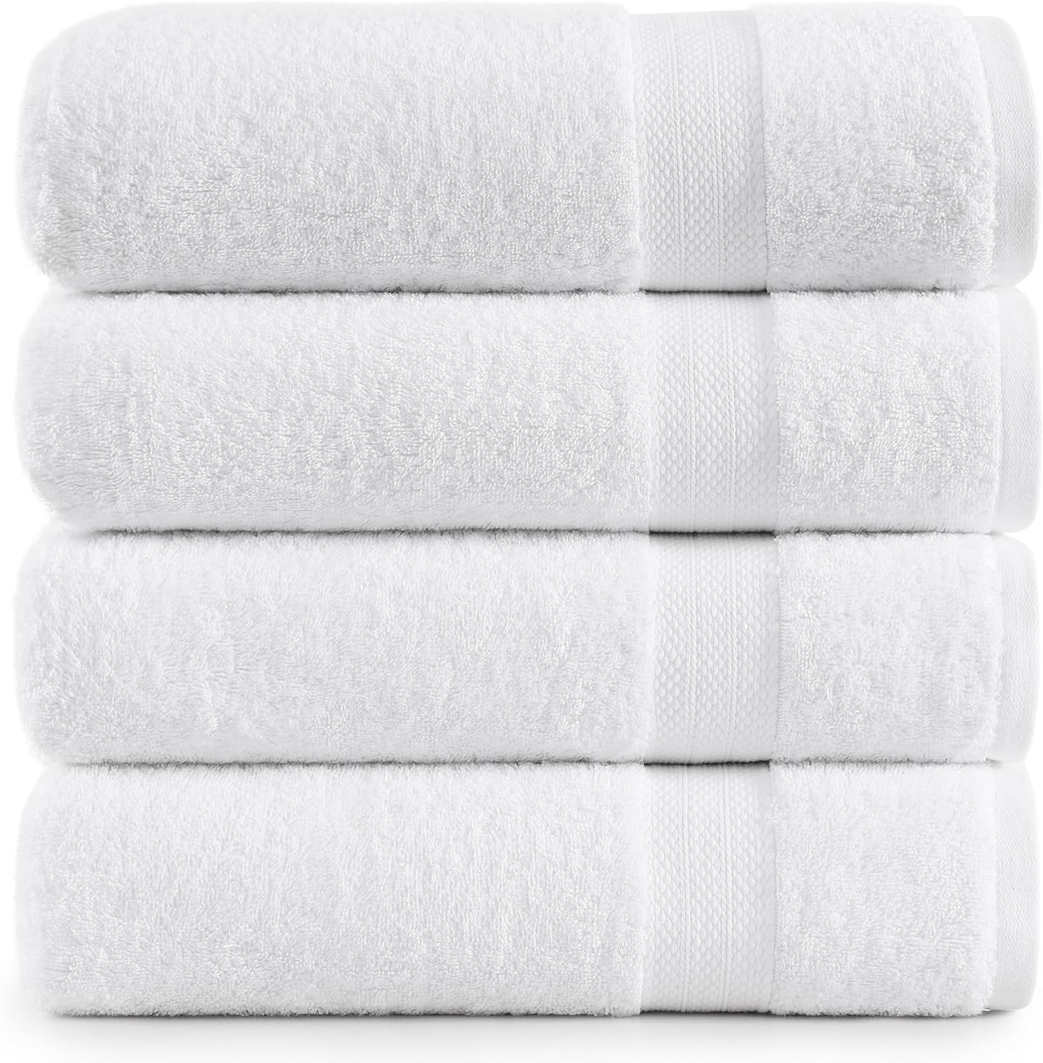 LANE LINEN Large Bath Towel Set Absorbent Quick Dry 100% Cotton - White