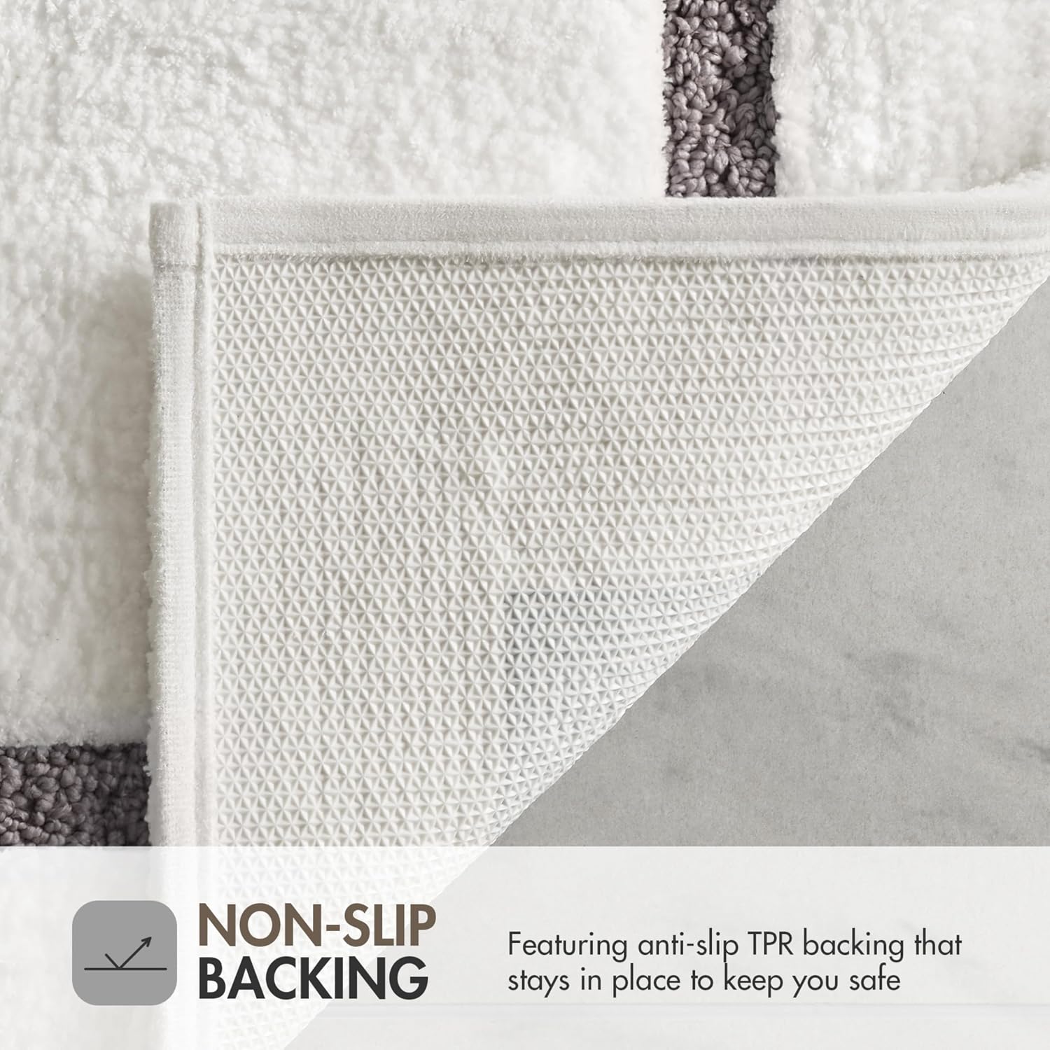 Madison Park Roan Border Tufted Bath Rug Non-Slip Absorbent, 17 x 24, Grey - Image 2