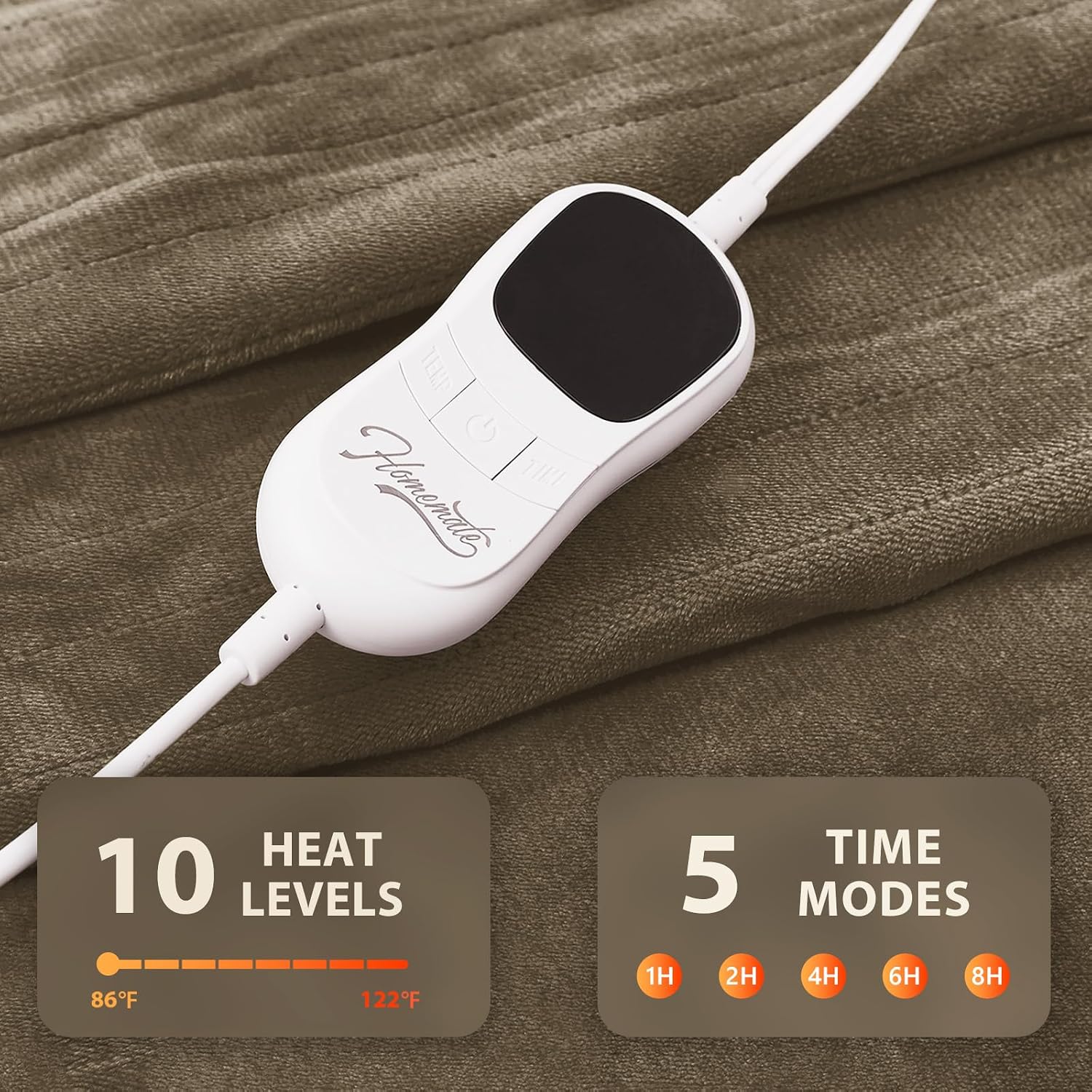 Homemate Electric Heated Heating Blanket Queen Size 84x90 Dual Control ETL - Image 4