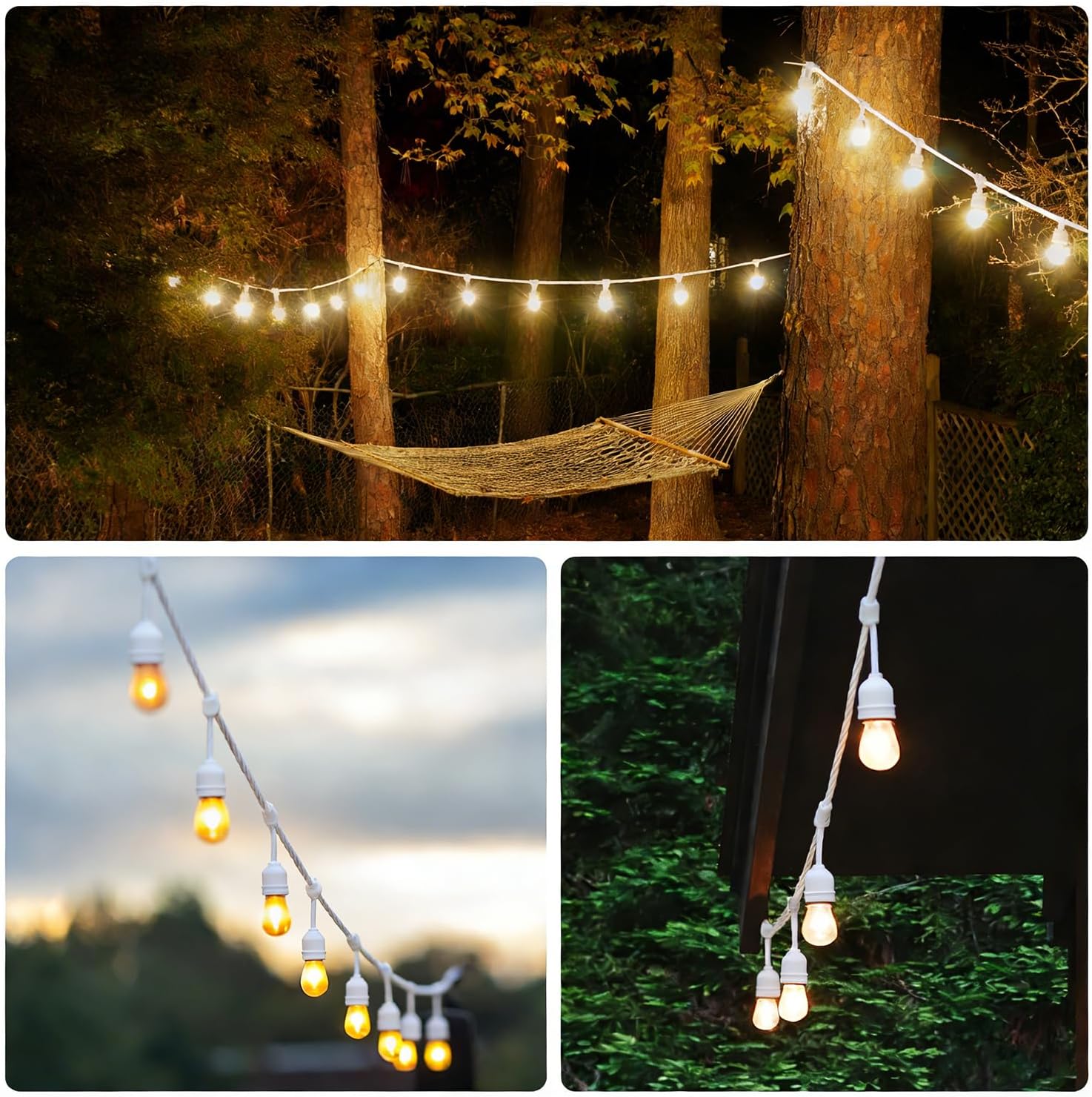 SUNTHIN 50FT White Outdoor String Lights with 16 1W LED Bulbs - Image 7