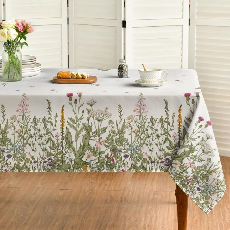 Horaldaily Spring Summer Tablecloth 60 x 84 Inch Rectangular Wild Flowers