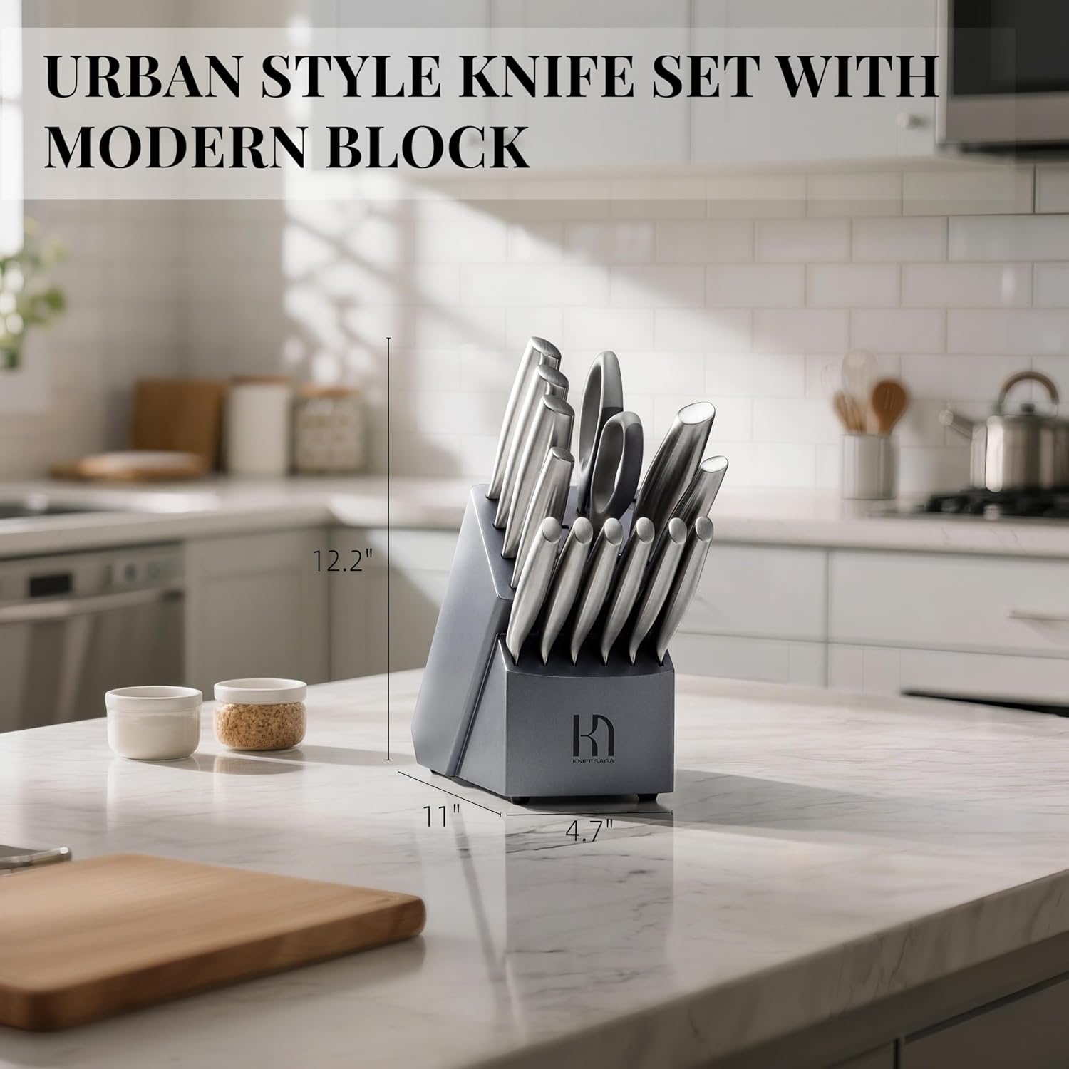 KnifeSaga 14 Pcs Kitchen Knife Set, Premium, Razor Sharp, Japanese Steel - Image 6