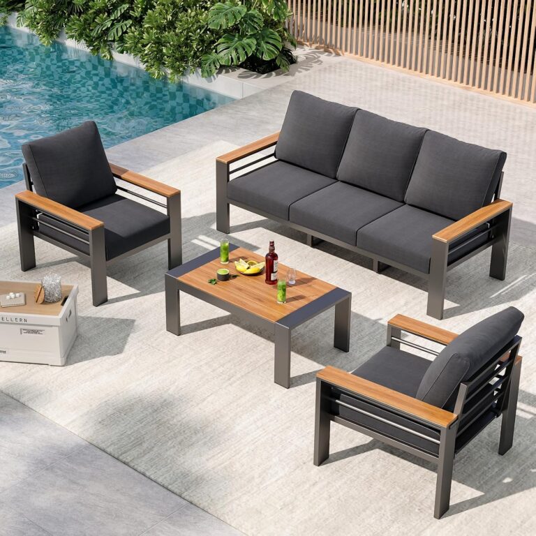 Aoxun Patio Furniture Set, Aluminum Outdoor Furniture with Oversized Seats