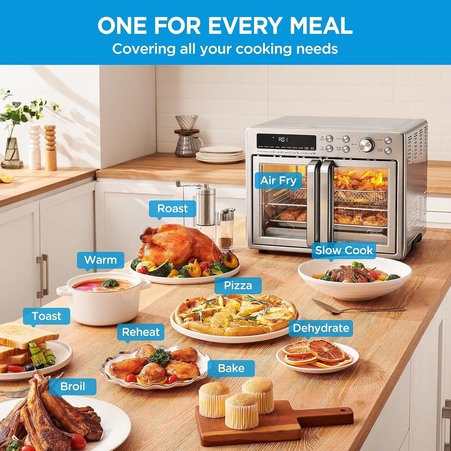 Midea Flexify Classic French Door Toaster Oven Air Fryer Combo, 26.4 QT - Image 7