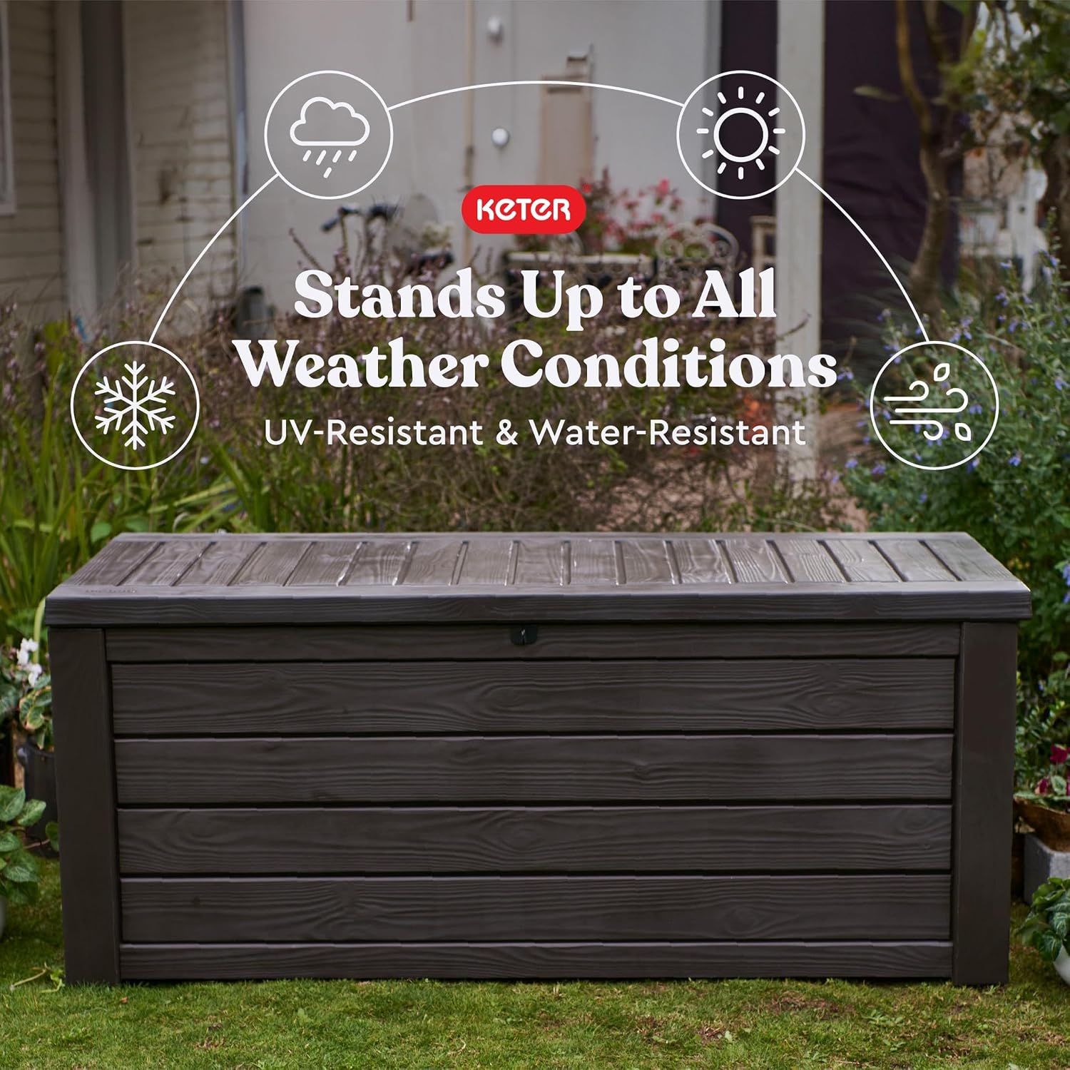 Keter Westwood 150 Gal Outdoor Storage Box for Patio and Pool Accessories - Image 6