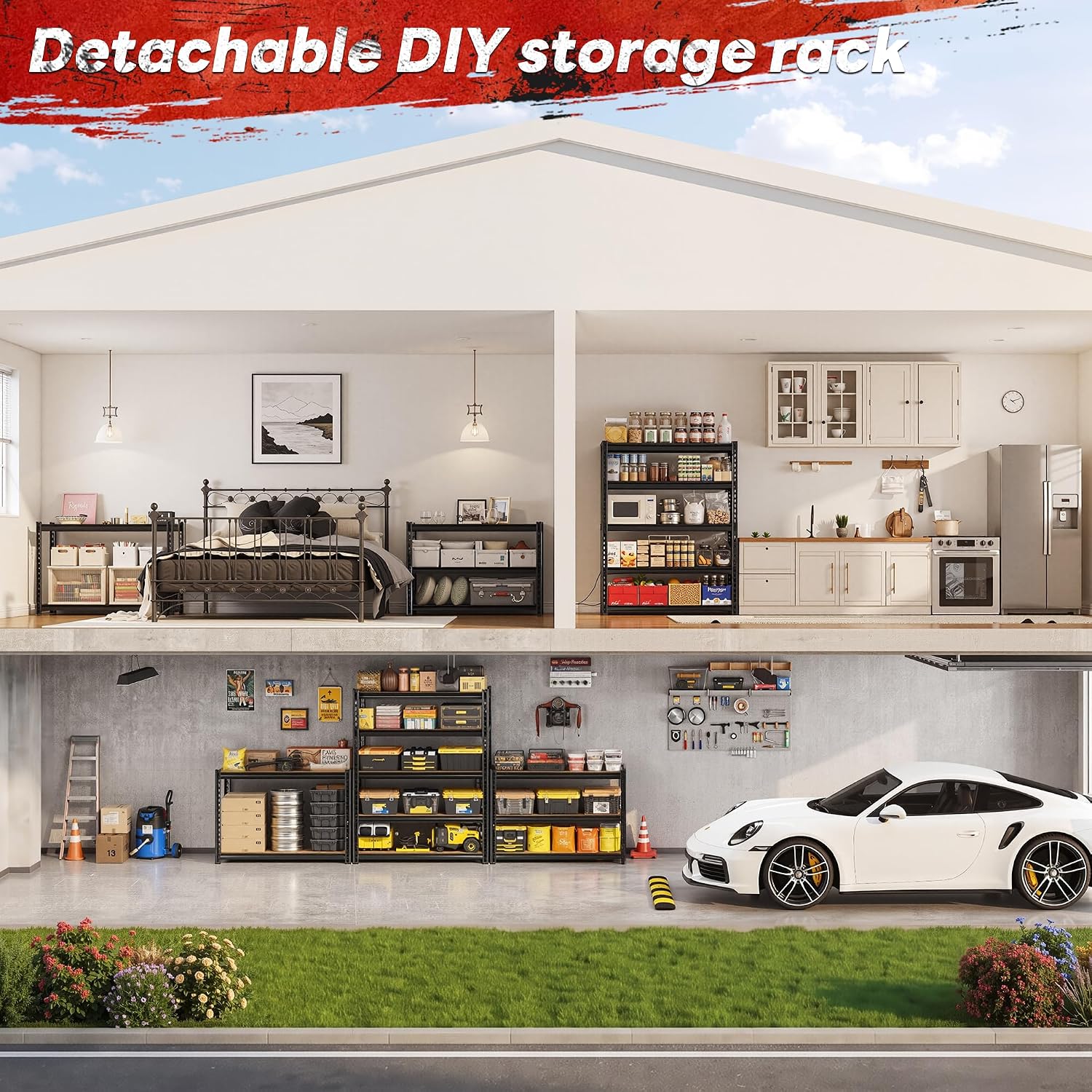 REIBII 2400 Lbs Garage Shelving for Basement, Adjustable Shelving Unit - Image 11