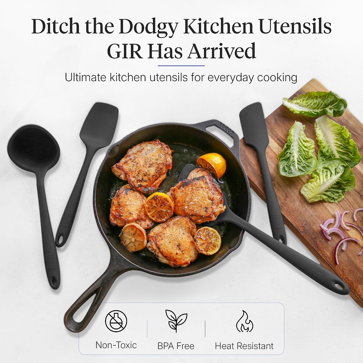 GIR: 5-Piece Silicone Ultimate Kitchen Utensils Set – Black - Image 2