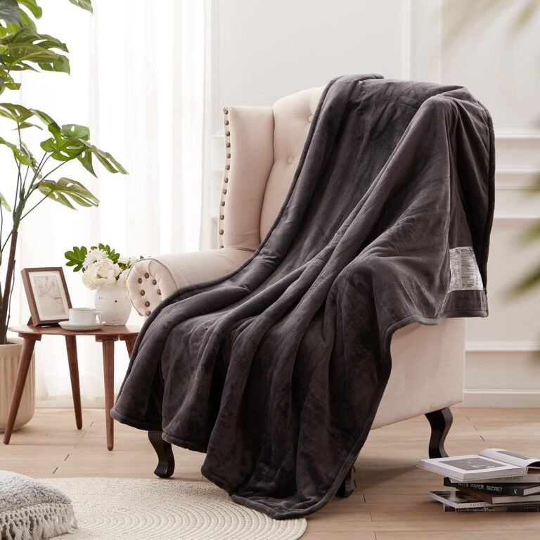 Westinghouse Heated Throw Blanket, Soft Flannel, 6 Levels, Charcoal