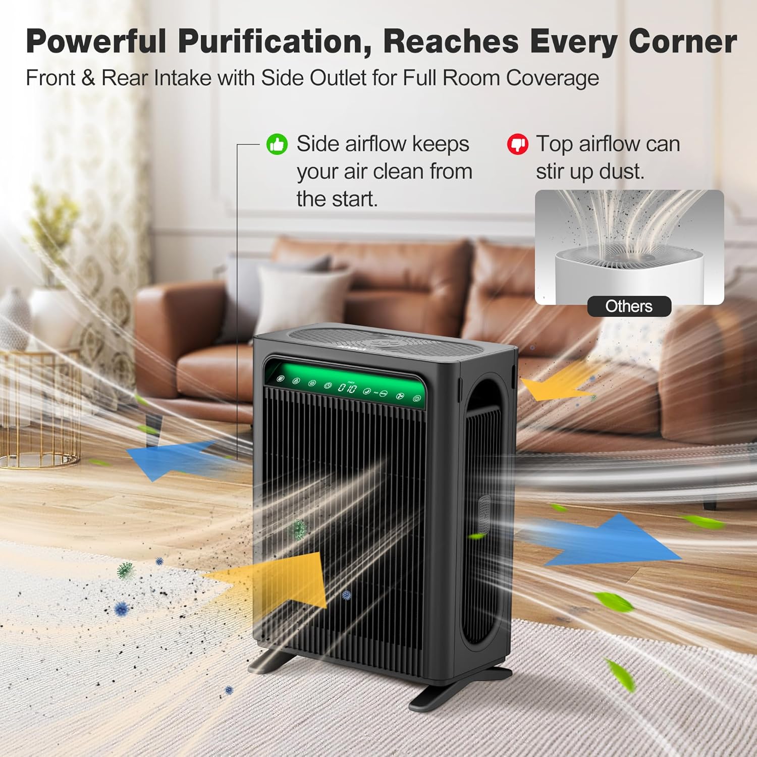 KNKA Air Purifiers for Home Bedroom Up to 1,695 Ft² in 1 Hr, APH4000, Black - Image 3