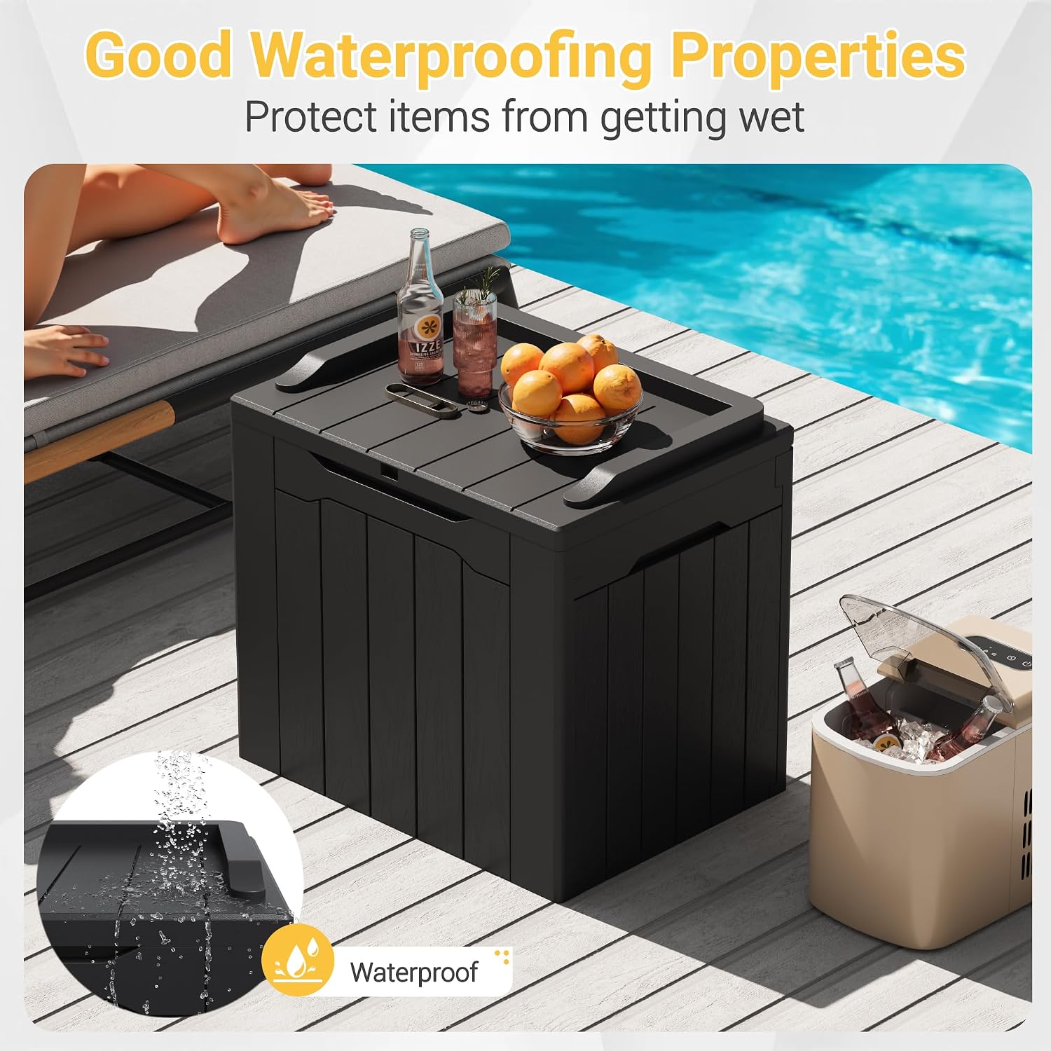 Greesum Outdoor Storage Box 31 Gallon Storage Box with Lid for Patio Furniture, Garden Tools, Pool Supplies, Waterproof and UV Resistant, Lockable, Dark Black - Image 5