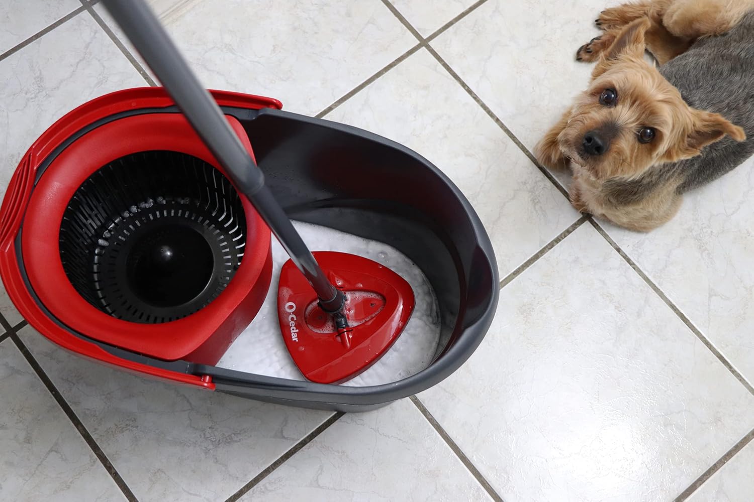 O-Cedar EasyWring Microfiber Spin Mop, Bucket Floor Cleaning System, Red, Gray, Standard - Image 17
