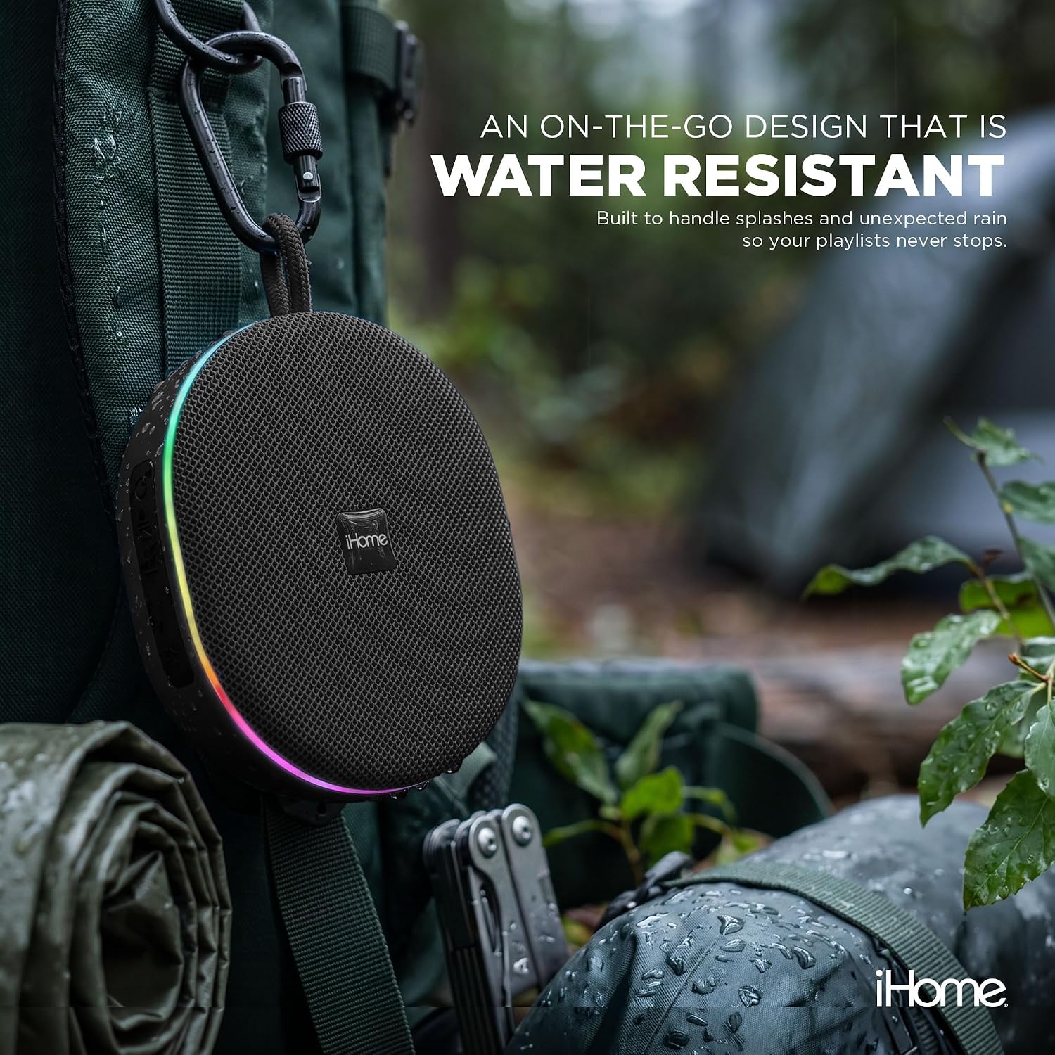 iHome Venture Wireless Portable Bluetooth Speaker with RGB Lights - Image 4