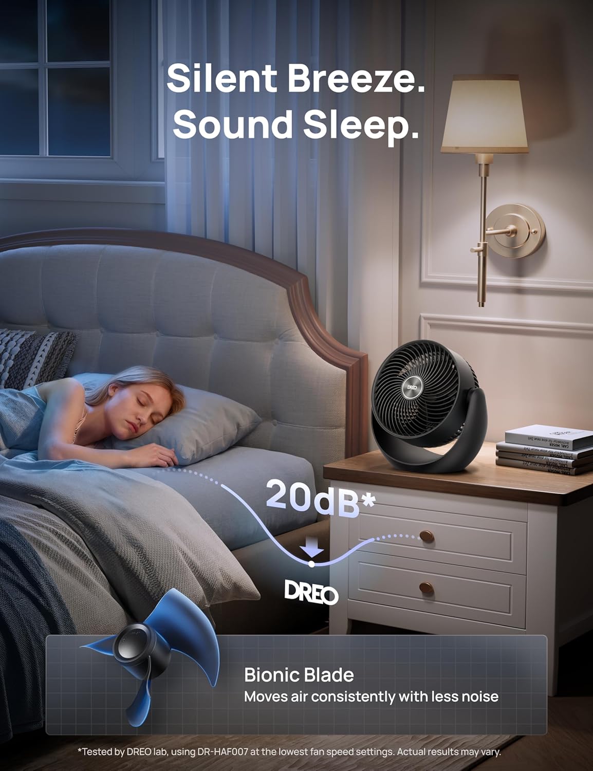 DREO Fan for Bedroom, Table Air Circulator for Whole Room, 11 Inch, 60ft Strong Airflow, 120Β° adjustable tilt, 20db Low Noise, Quiet, 3 Speeds, Desk Fan for Home,Office, Kitchen - Image 5