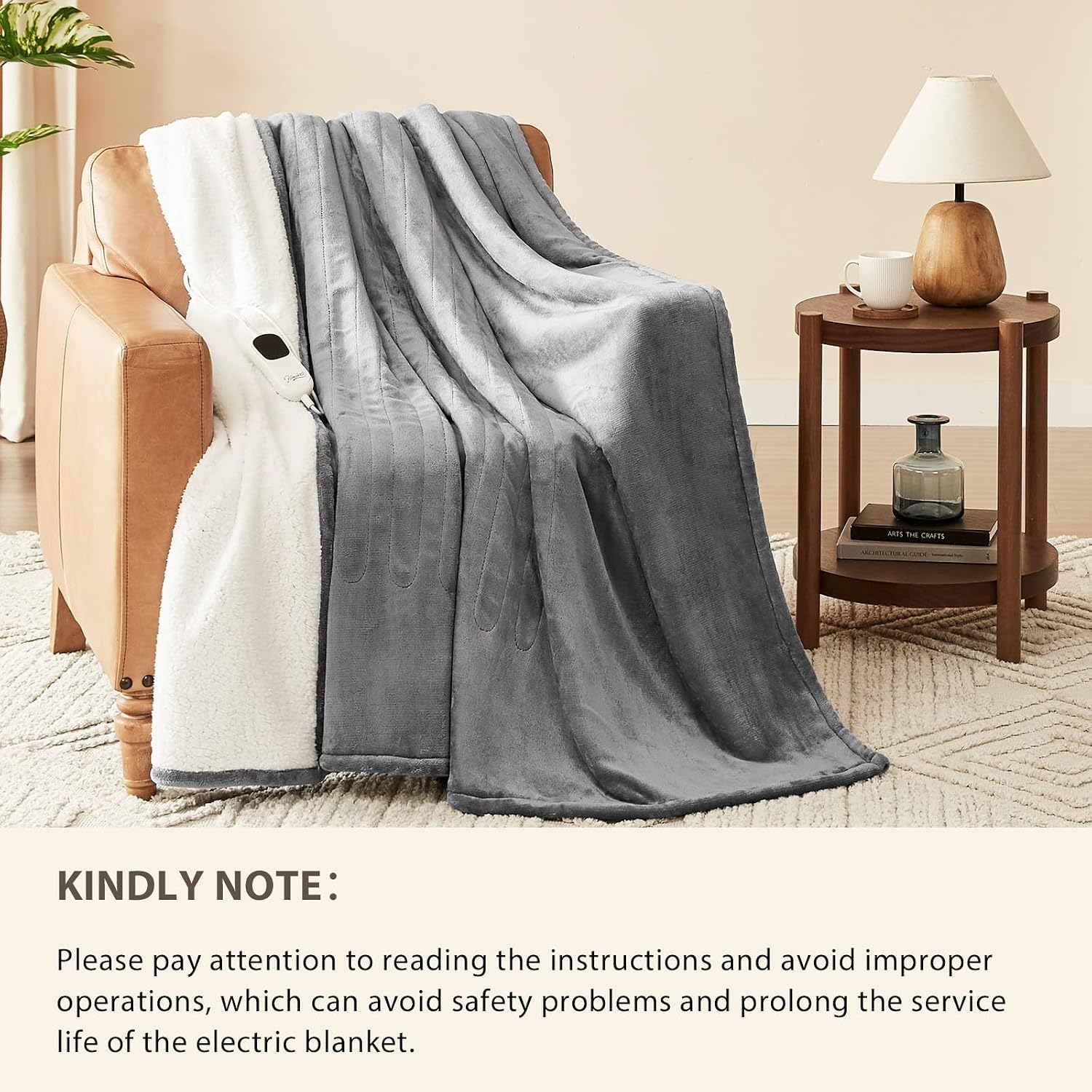 Homemate Electric Heated Heating Blanket Queen Size 84x90 Dual Control ETL - Image 7