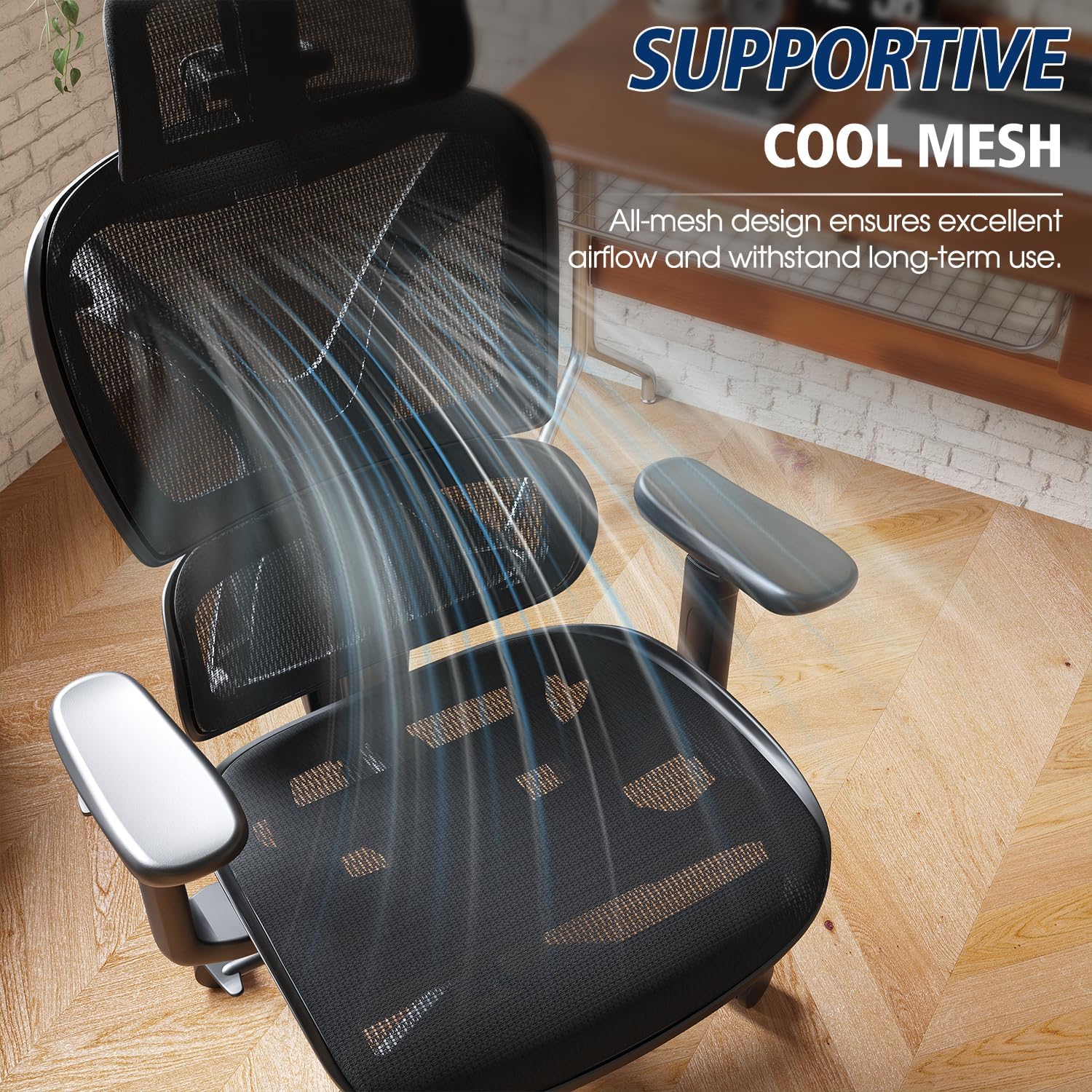 GABRYLLY Ergonomic Office Chair, Big and Tall Mesh Chair with Lumbar Support, 3D armrest - 215° Rotation, Adjustable Headrest & Soft Seat, Durable Computer Chair 350LBS for Work Gaming - Image 8