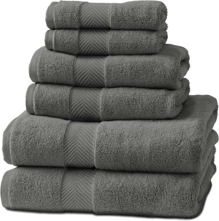 Viscose from Bamboo Bath Towels Set of 6 - Extra Plush 700 GSM Quick Dry Cotton Blend for Luxury Bathroom Comfort - Super Soft, Large, Absorbent - Graphite