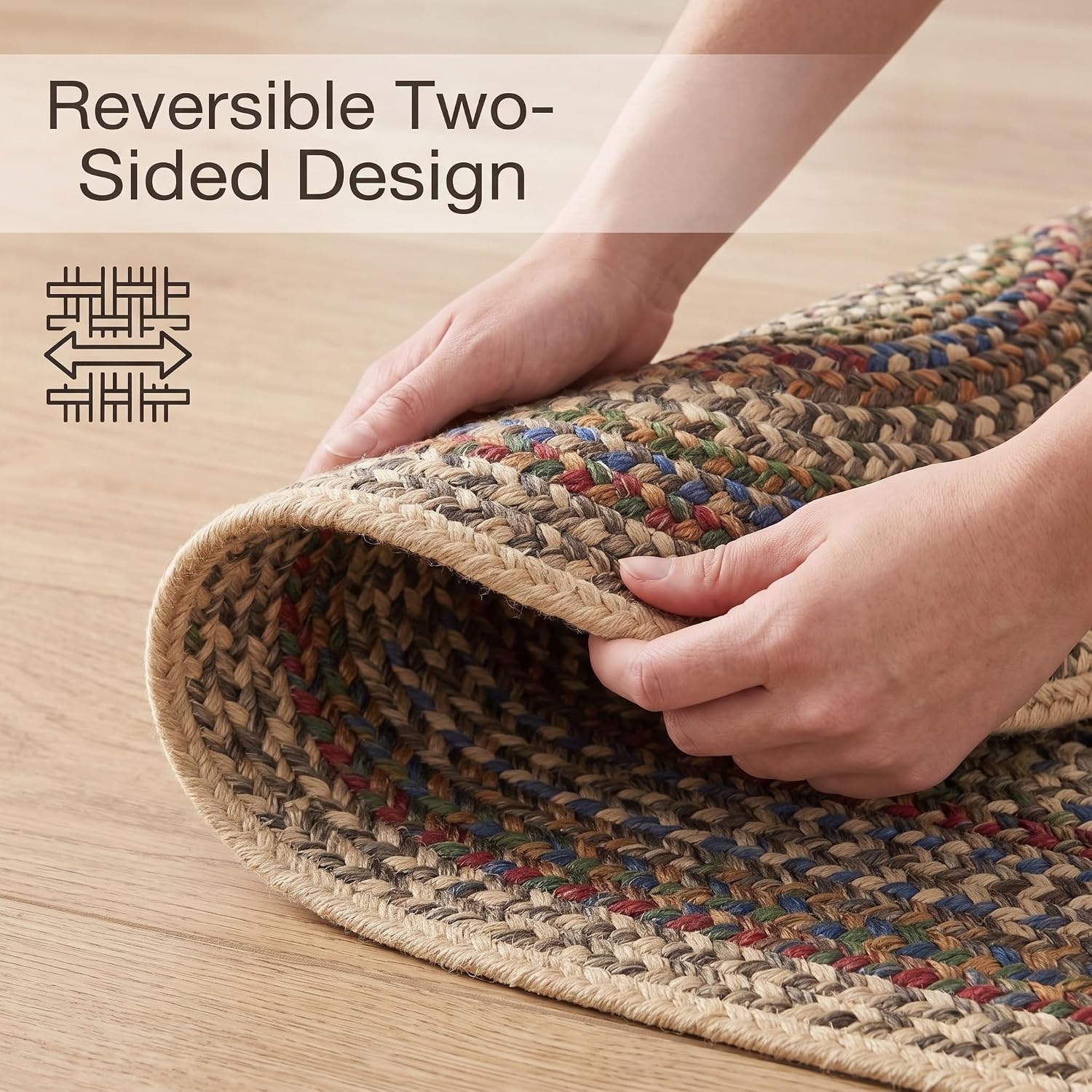 Super Area Rugs Roxbury American Made Braided Rug for Indoor Outdoor Spaces, Dk. Taupe/Natural Multi, 2' X 3' Oval - Image 9