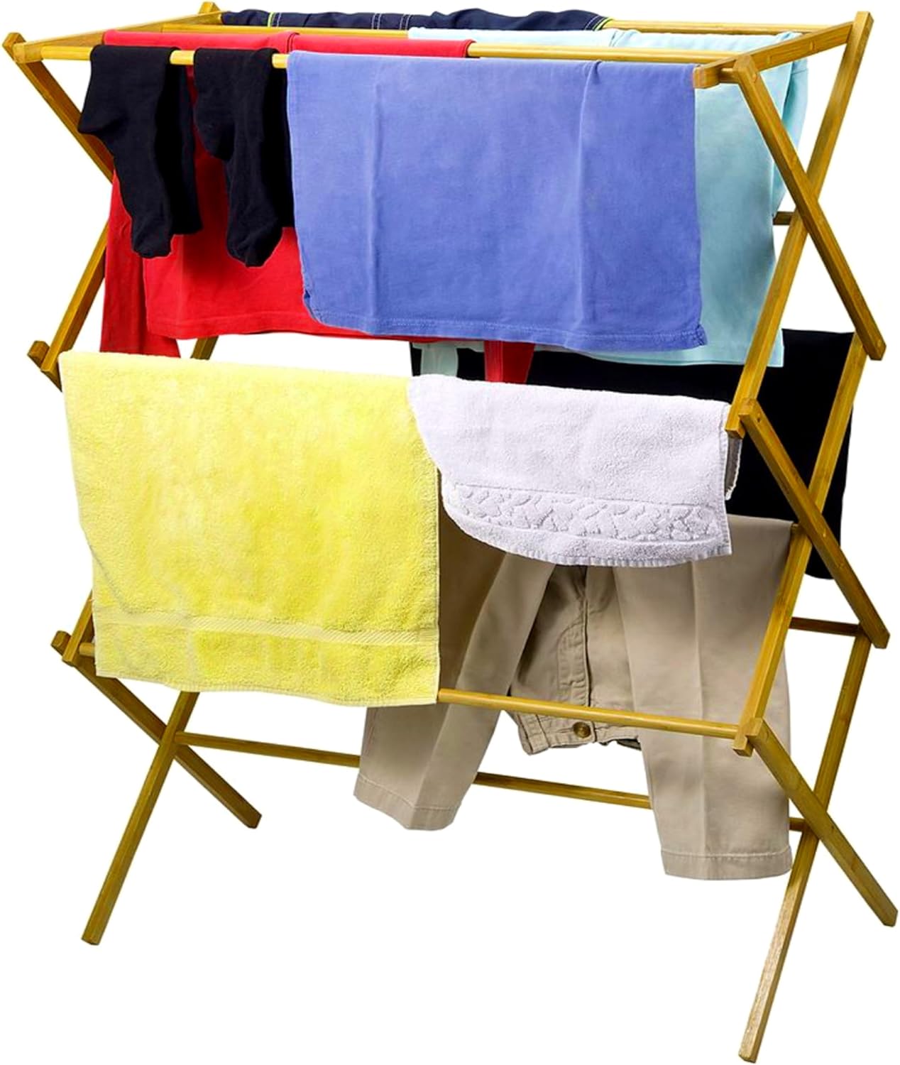 Home-it Wooden Clothes Drying Rack for Laundry - Collapsible Folding Bamboo Laundry Drying Rack for Drying Clothes - Heavy Duty Pre Assembled - Image 5