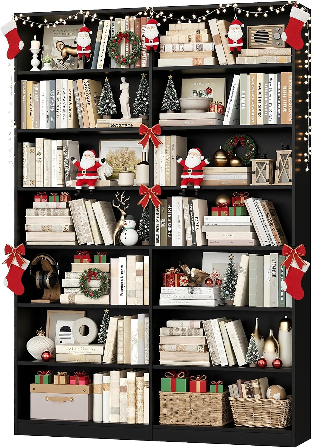 FACBOTALL 83.7" Tall Bookshelf and Bookcase,7-Tier Double Bookshelves Black - Image 8