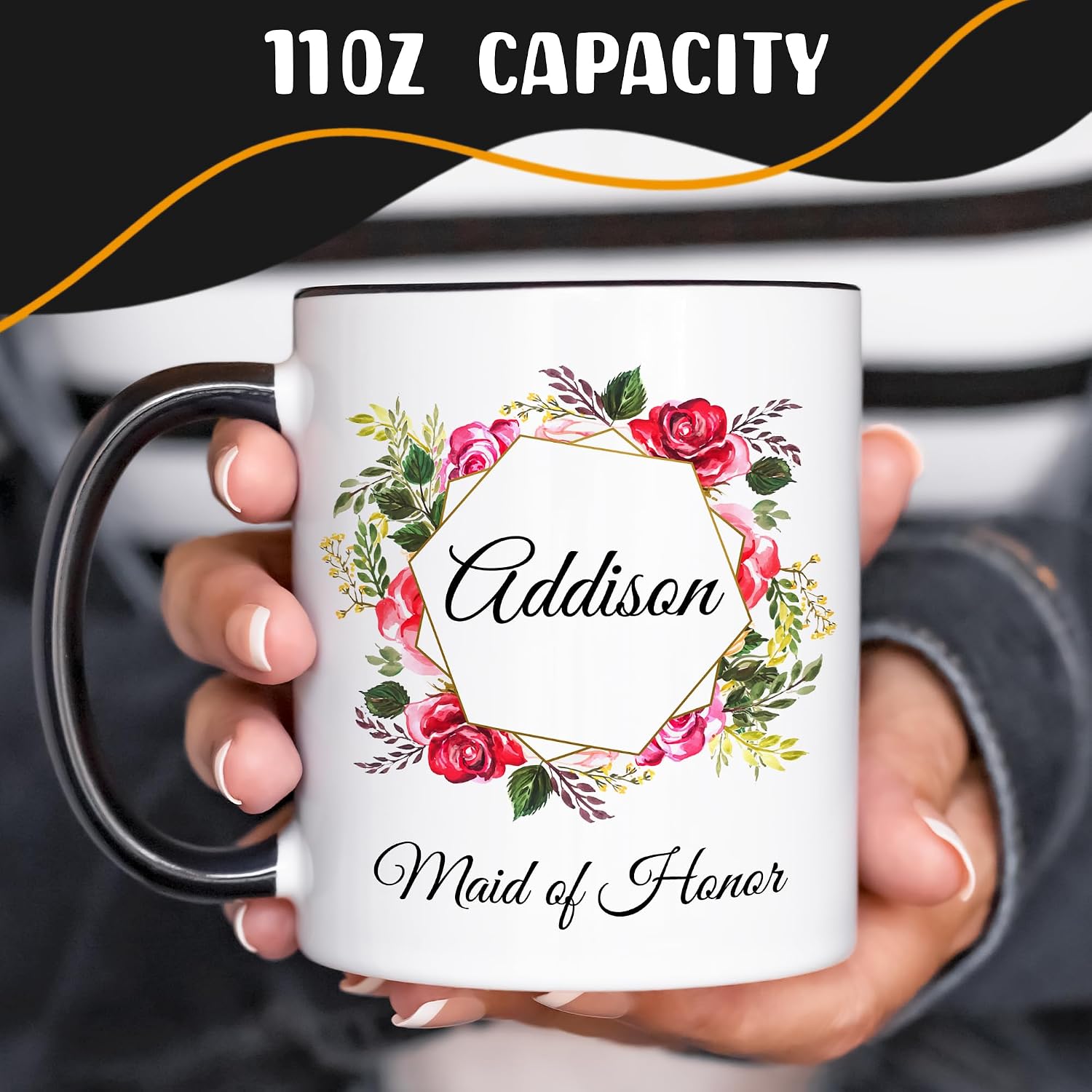 Personalized Coffee Mug, Custom Picture Text or Logo Ceramic Mug, Customized Gift for Men & Women, Taza Personalizada with Photo and Words, Customizable 11 Oz Tea Cup | White - Black - Image 2