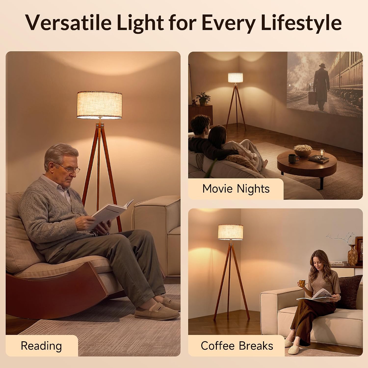 LEPOWER Tripod Floor Lamp Mid Century Modern Standing Lamps for Living Room - Image 5