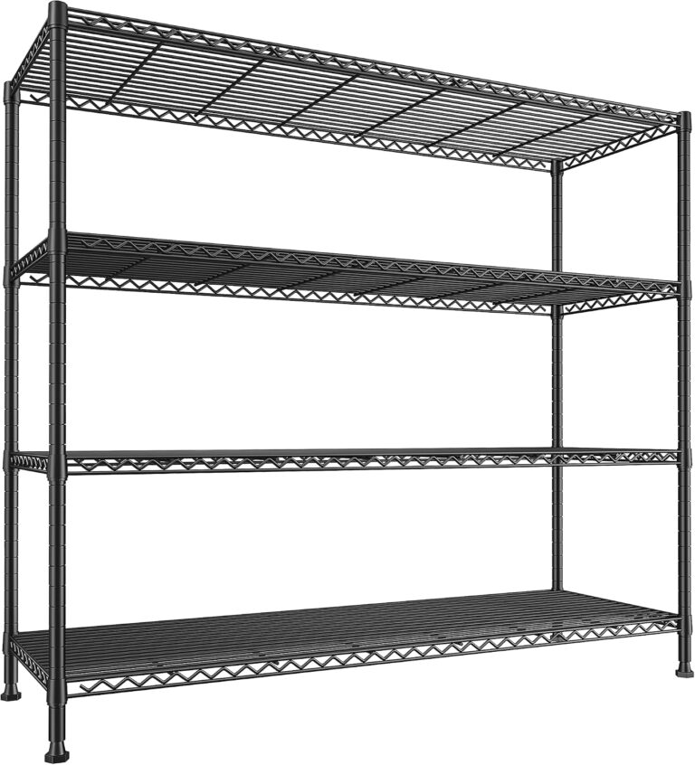 REIBII 4-Tier Storage Shelves 45.3''W Wire Shelving Unit for Pantry Garage