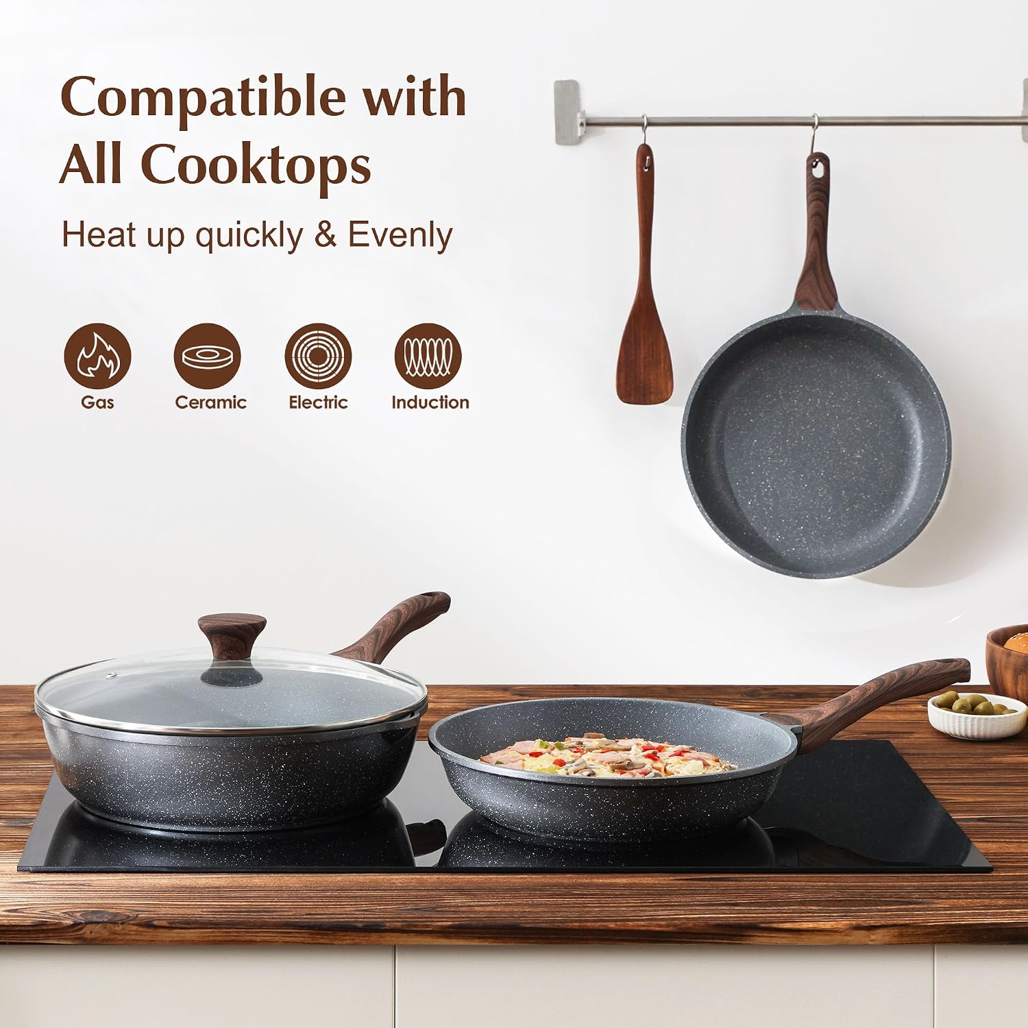 SENSARTE Nonstick Frying Pan Skillet, 9.5 Inch Swiss Granite Omelette Pan - Image 3