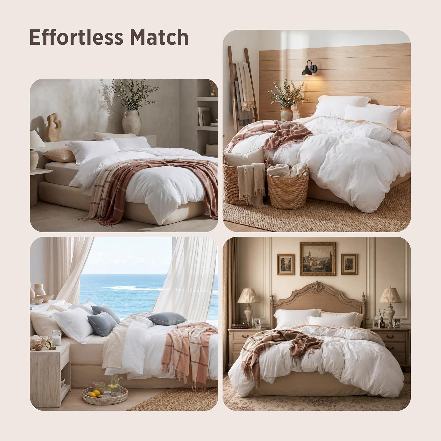 Bedsure Prewashed Duvet Cover King, Cotton-Like Soft Bedding Set, White - Image 7