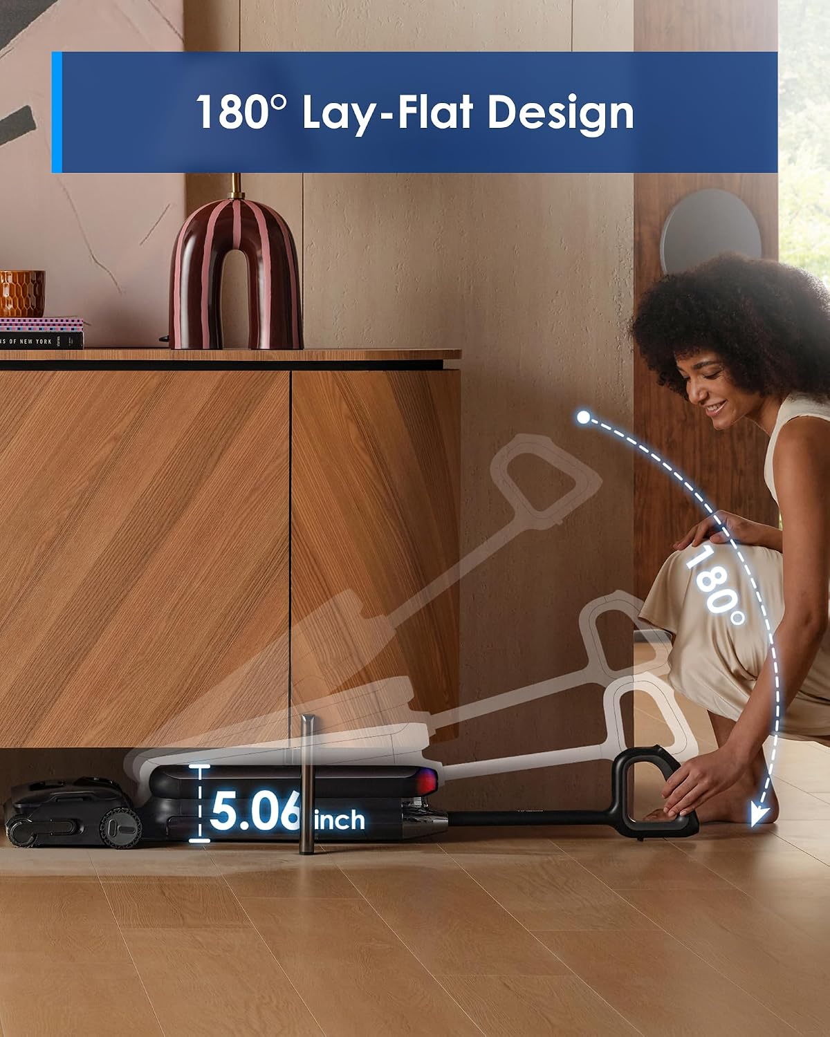Tineco Floor One S9 Artist Pro Wet Dry Vacuum Cleaner, 22kPa Suction, 360° SmoothDrive, Anti-Tangle Design, 185°F Flashdry, 75 Min Runtime, Dual-Edge Cleaning, 180° Lay-Flat - Image 8