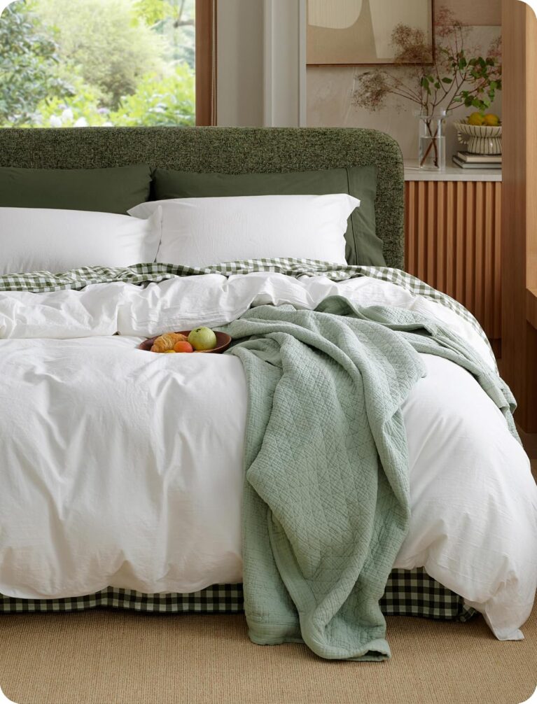 Bedsure PureWoven 100% Washed Cotton Duvet Cover Set, King Size, 3-PC