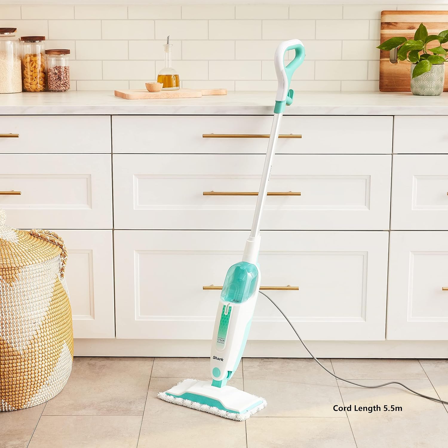 Shark Steam Mop for Sealed Hard Floors with 2 Dirt Grip Pads, White, S1000 - Image 4