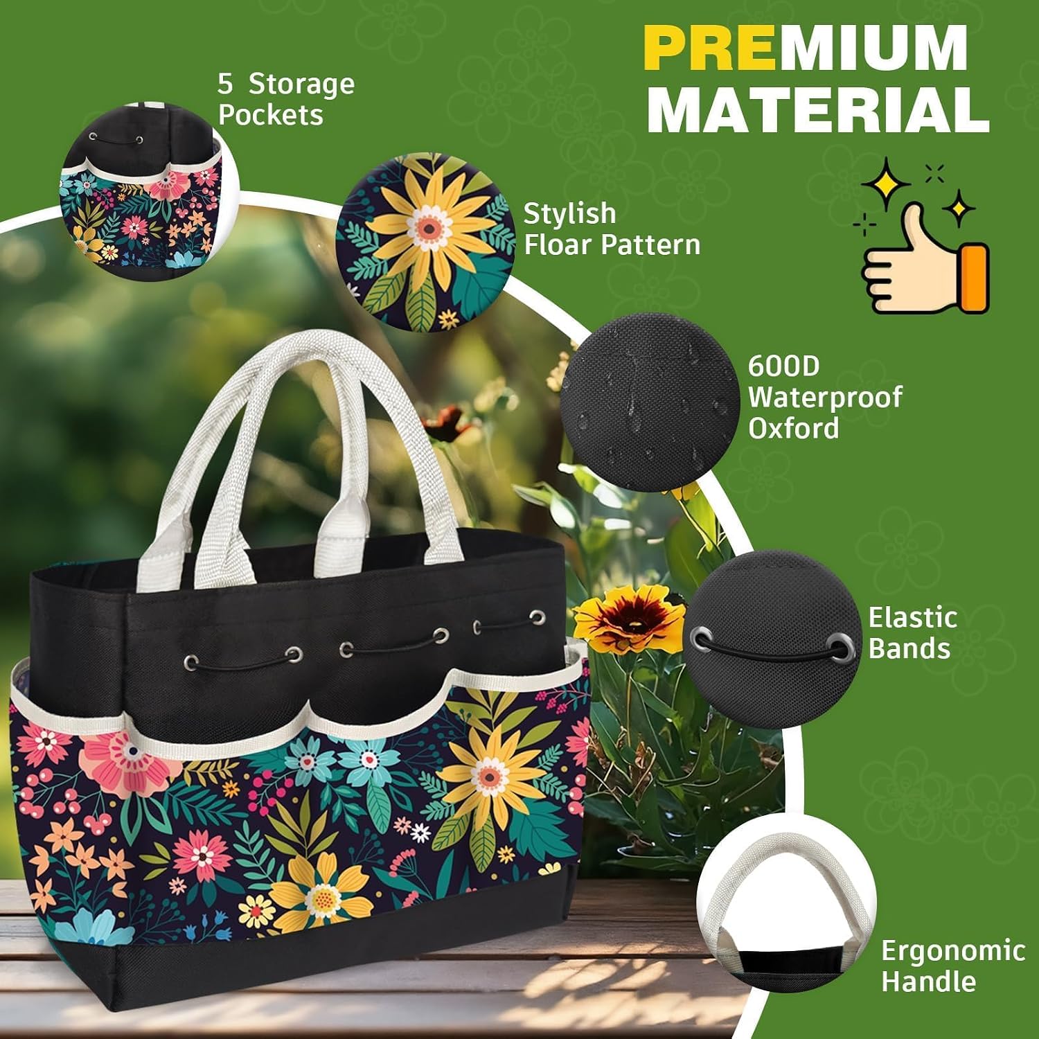 22Pcs Gardening Tools Set for Women Heavy Duty Garden Hand Tool Kit Birthday Gifts for Mom Her Wife Grandma Beginner Gardening Accessories with Tote Bag/Shovel/Repotting Mat/Plant Labels/Gloves-Black - Image 4