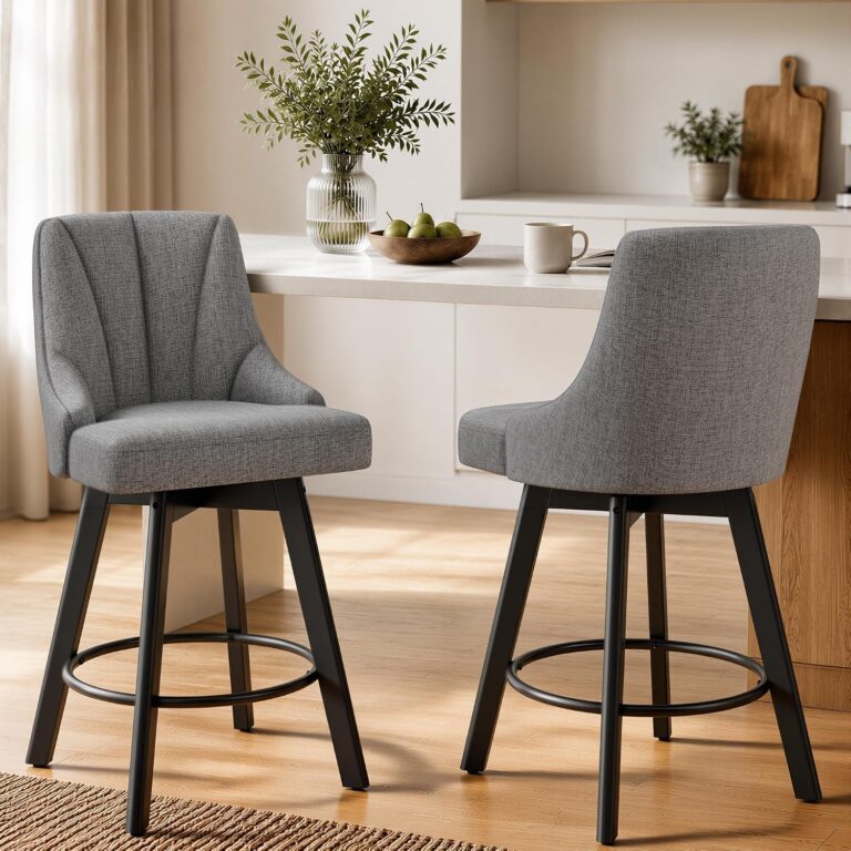 YaFiti 24" Swivel Counter Height Bar Stools Set of 2, Dark Gray