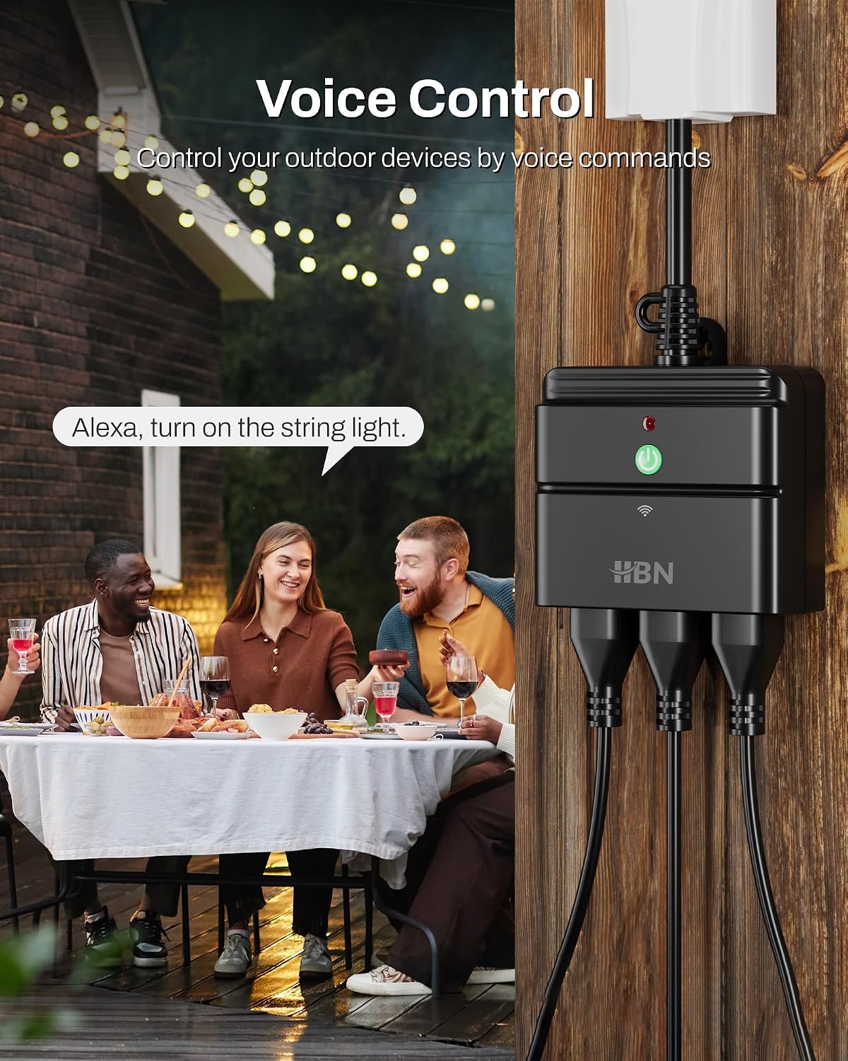 HBN Outdoor Smart Plug, WiFi Smart Outlet Plug with 3 Independently Outlets - Image 5