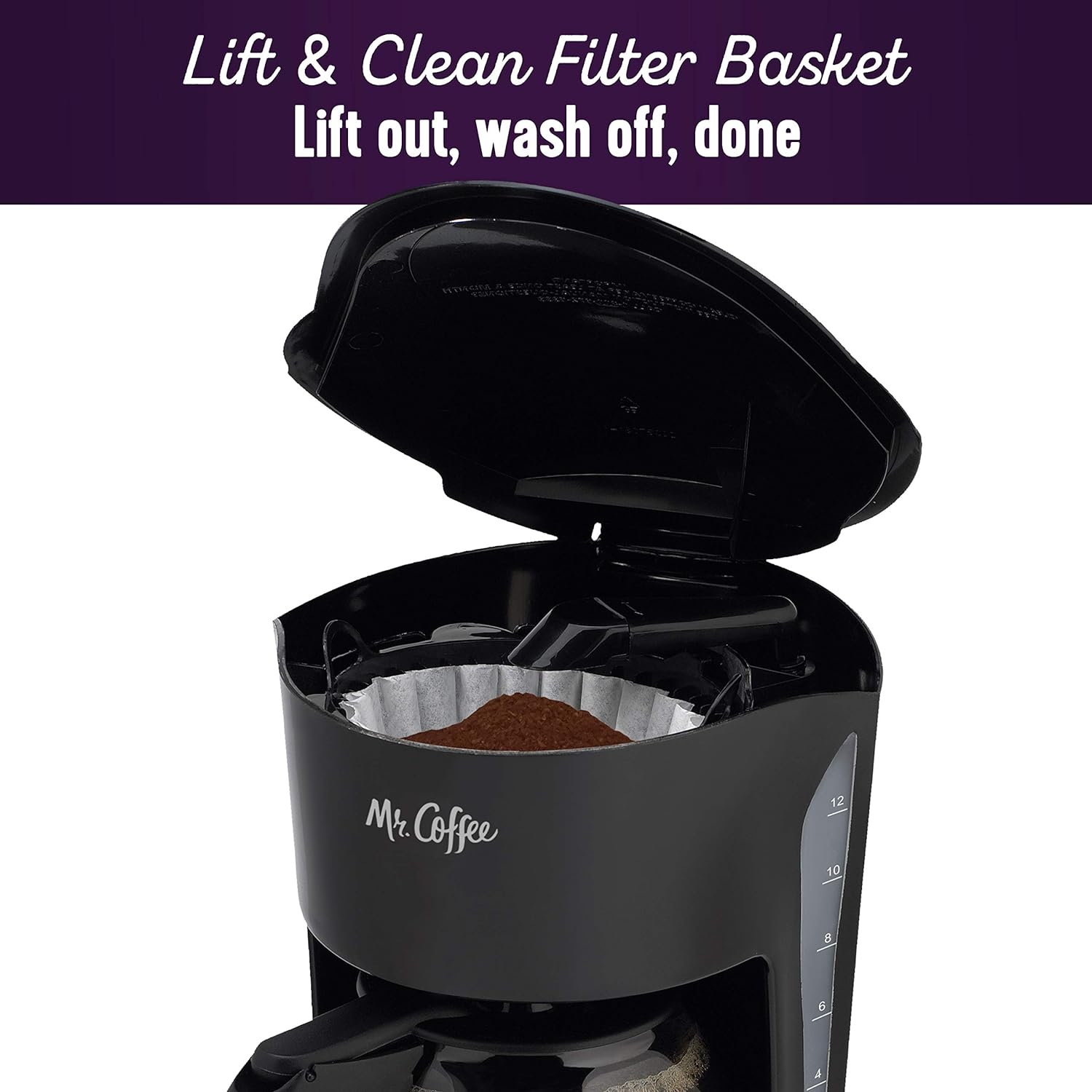 Mr. Coffee Black Coffee Maker, 12 Cups, with Auto Pause and Glass Carafe, Perfect for Home and Office Use - Image 4