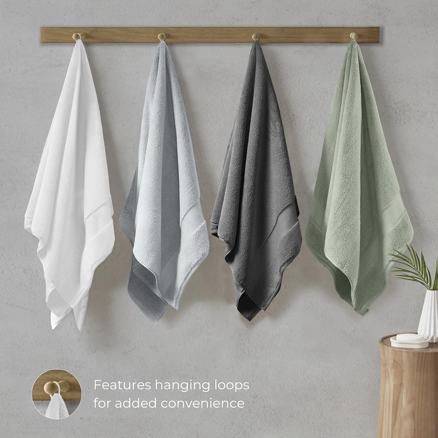 Viscose from Bamboo Bath Towels Set of 6 - Extra Plush 700 GSM Quick Dry Cotton Blend for Luxury Bathroom Comfort - Super Soft, Large, Absorbent - Mist - Image 6