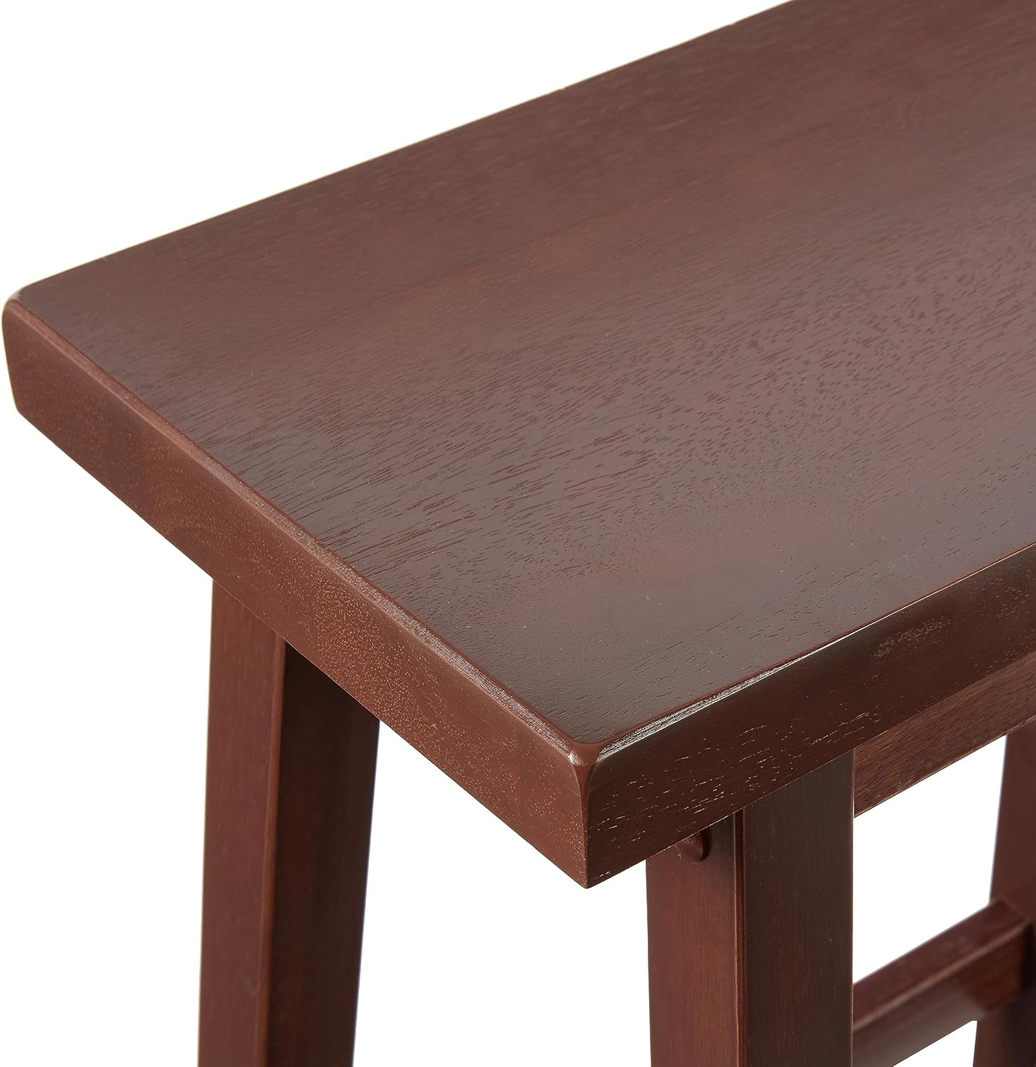 Amazon Basics Solid Wood Saddle-Seat Counter Height Bar Stools for Kitchen Island with Footrest, 24-Inch Height, Walnut, Set of 2 - Image 5
