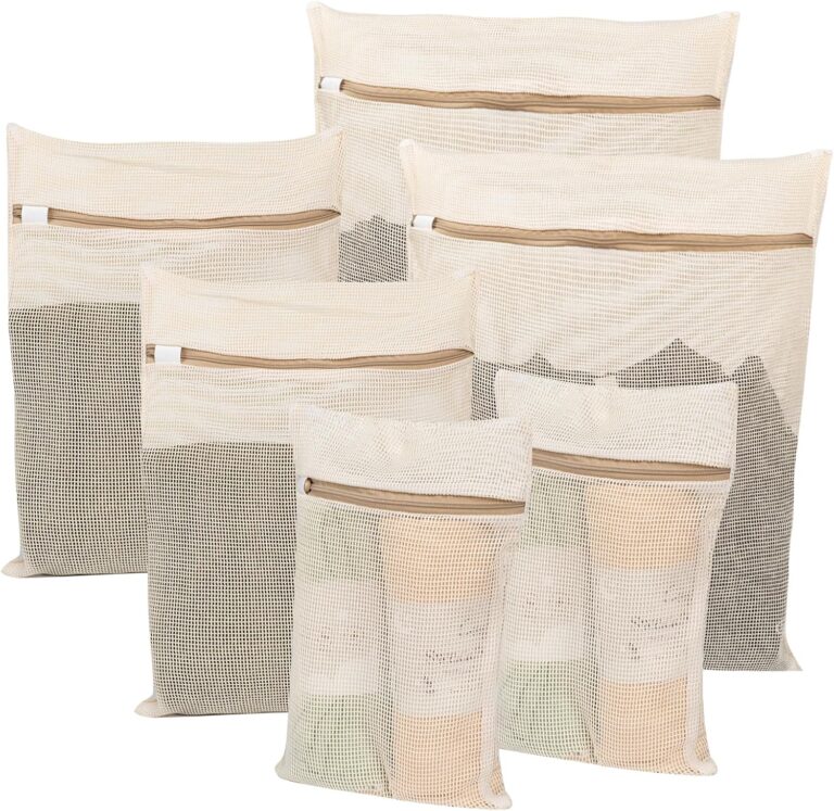 6-Piece Bag, Durable Cotton Mesh Laundry Bag, Sturdy Zipper, Breathable Mesh, Exquisite Laundry Bag for Underwear, Clothes, Pants, Shoes and Socks