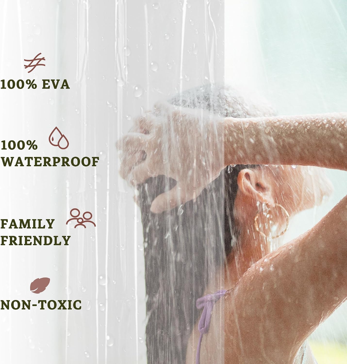 Barossa Design Extra Heavy Duty Shower Curtain Liner Clear, 72x72 - Image 3
