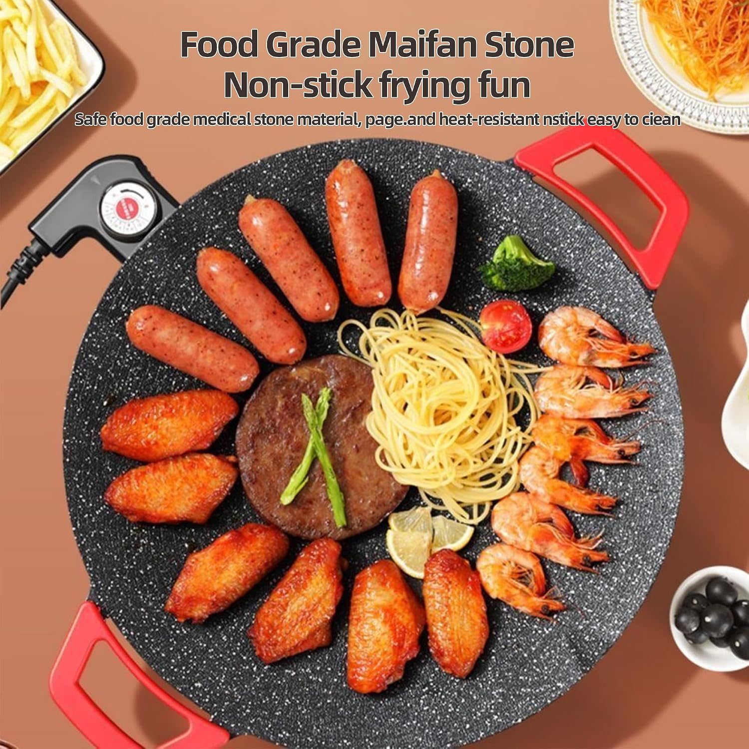 AORAN Indoor Grill Electric Smokeless Set – Nonstick Electric Griddle for Indoor Use, Compact & Versatile Cooking for Steaks, Pancakes & BBQ, Includes Silicone Spatula, Oil Brush & Food Tongs - Image 2