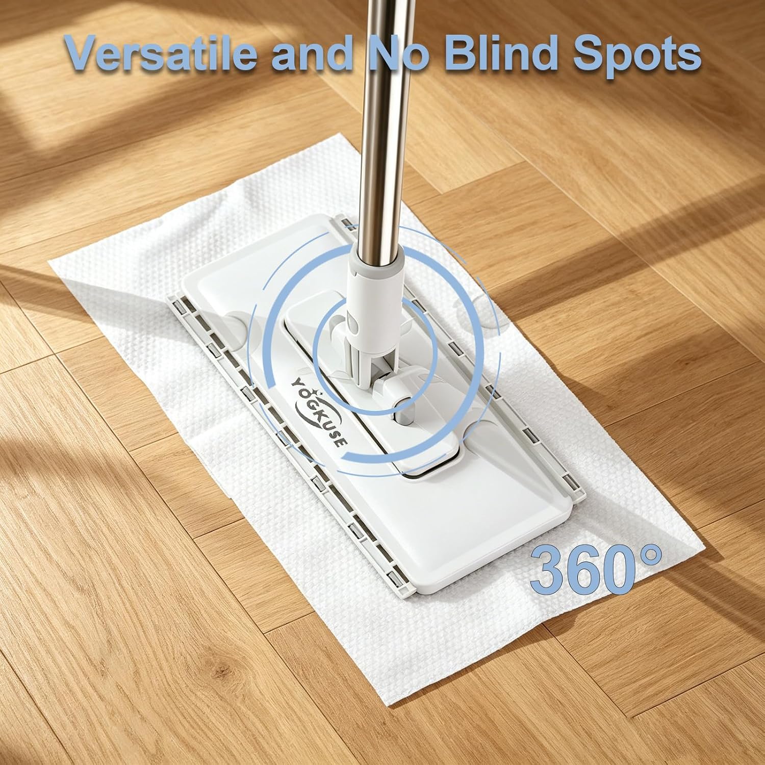Pawnexa Mop,Clamp Mop,Hands Free Multi Purpose Flat Mops with Squeegee,Shark Tooth Grip for Any Cloth,Dry and Wet Use,Cleaning Mops for Whole House(40”Handle,6 Cloths) - Image 5
