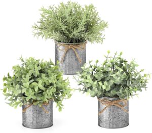 Mkono Small Fake Plants, 3 Pack Fau...